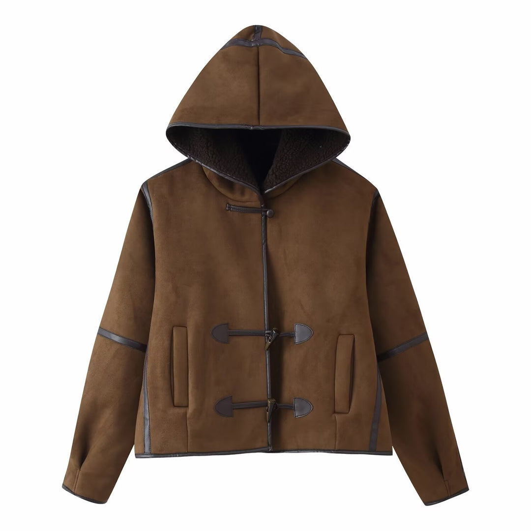 Veste élégante en simili cuir pour femmes avec capuche et doublure chaude Chic & Stil