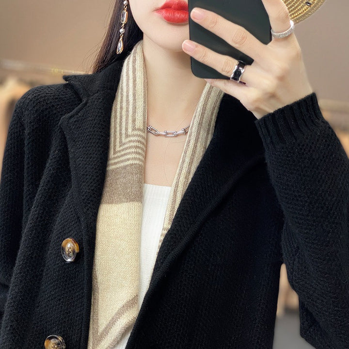 Oversized knit jacket for women with relaxed collar Lune London