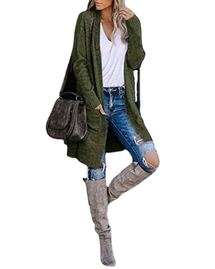 Casual knitted cardigan for women with deep pockets and open design Lune Londonl