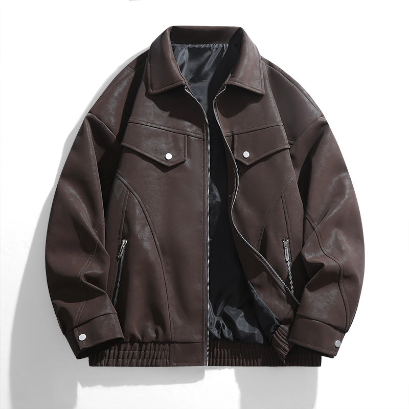 Casual faux leather jacket for men with practical pockets Lune London