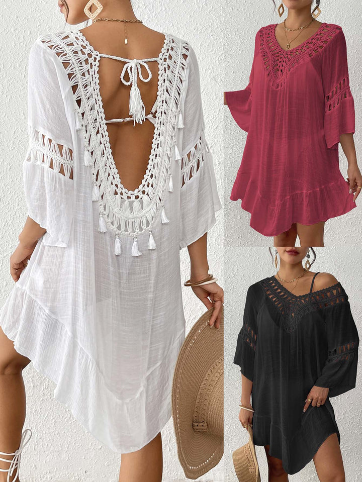 Women's tunic with crochet details for the beach Lune London