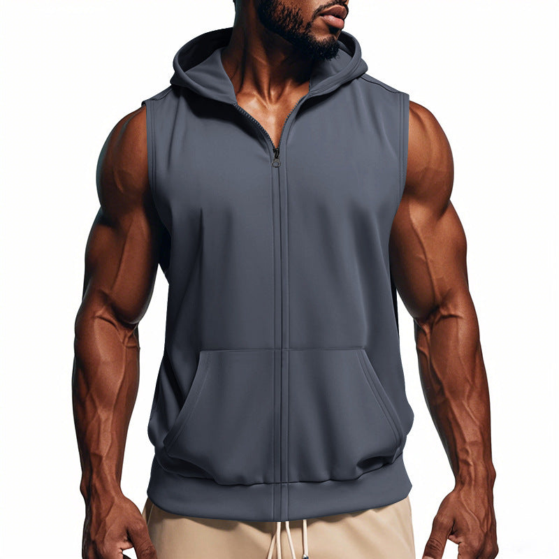 Hooded vest for men with practical pockets and full zip Lune London