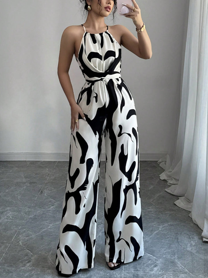 Ladies Jumpsuit with high collar and elegant draping Lune London