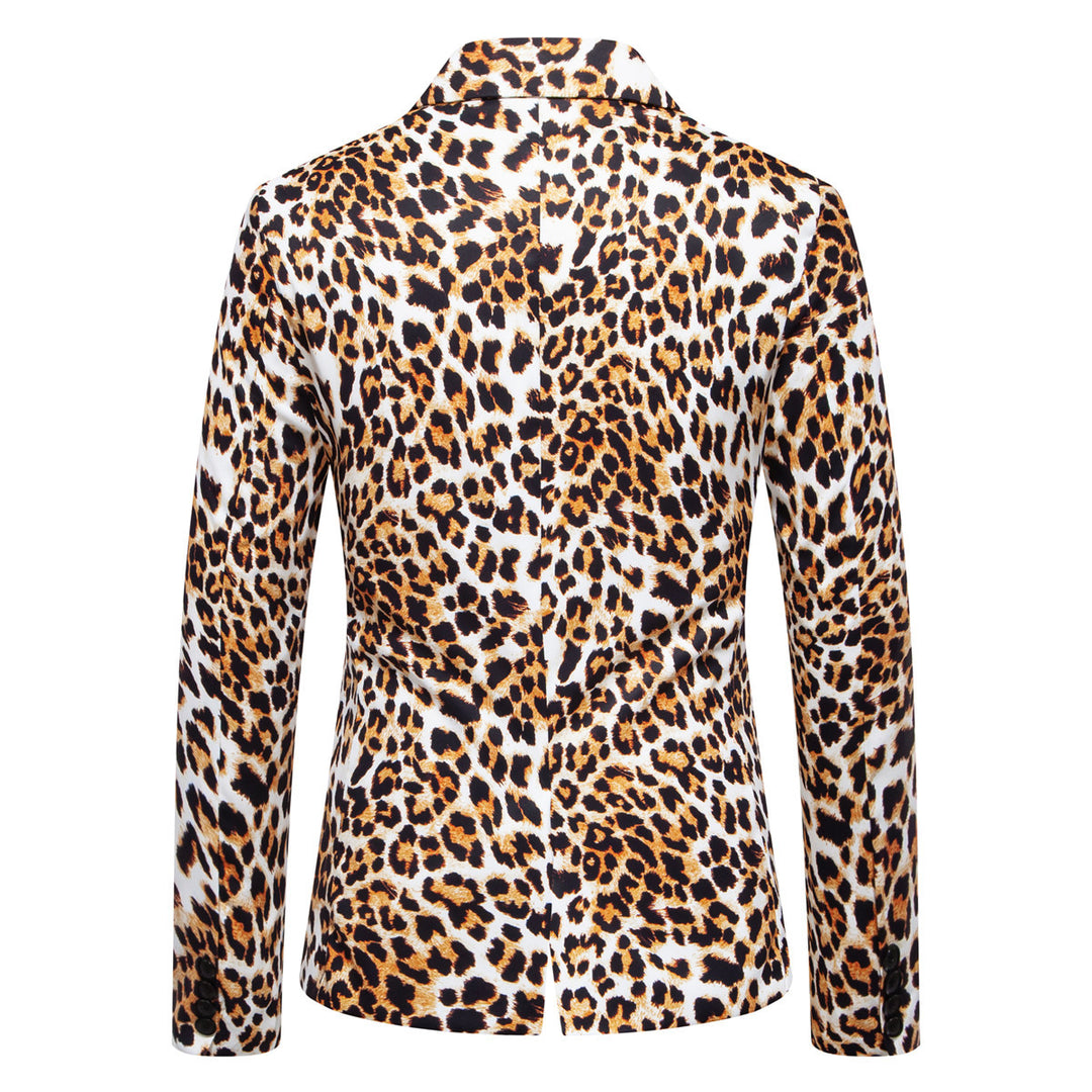 Elegant men's suit blazer with a striking leopard pattern Lune London