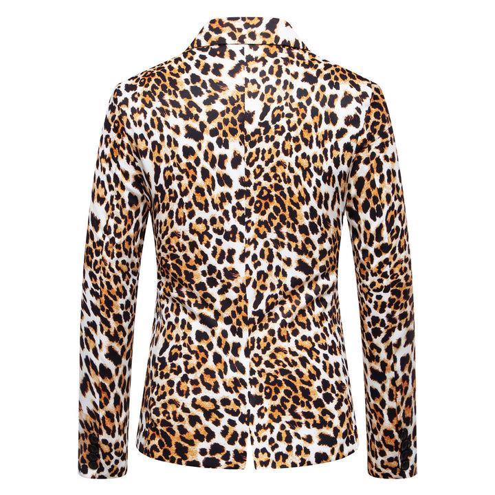 Elegant men's suit blazer with a striking leopard pattern Lune London