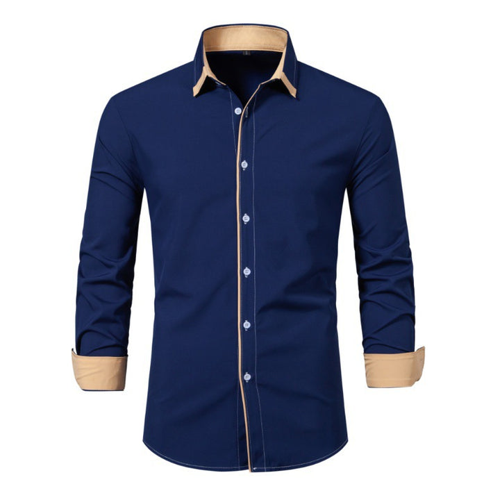 Men's long sleeve shirt with modern contrast collar and comfortable fit Lune London
