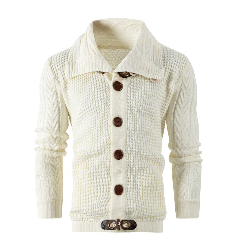 Thick knit jacket for men with foldable collar Lune London