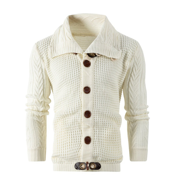 Thick knit jacket for men with foldable collar Lune London