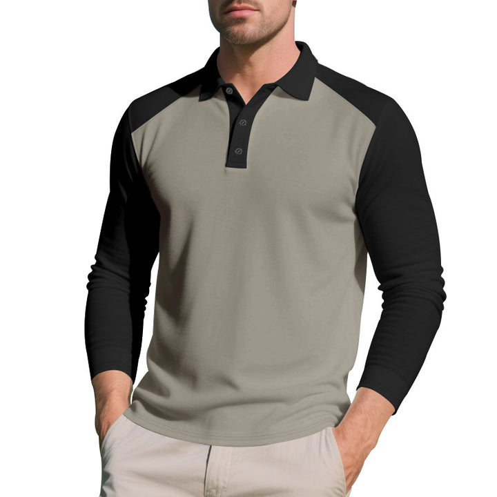 Men's Long Sleeve Sporty Polo with Modern Color Accents Lune London