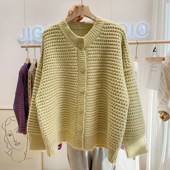 Thick knit jacket for women with button details and oversized cut Lune London