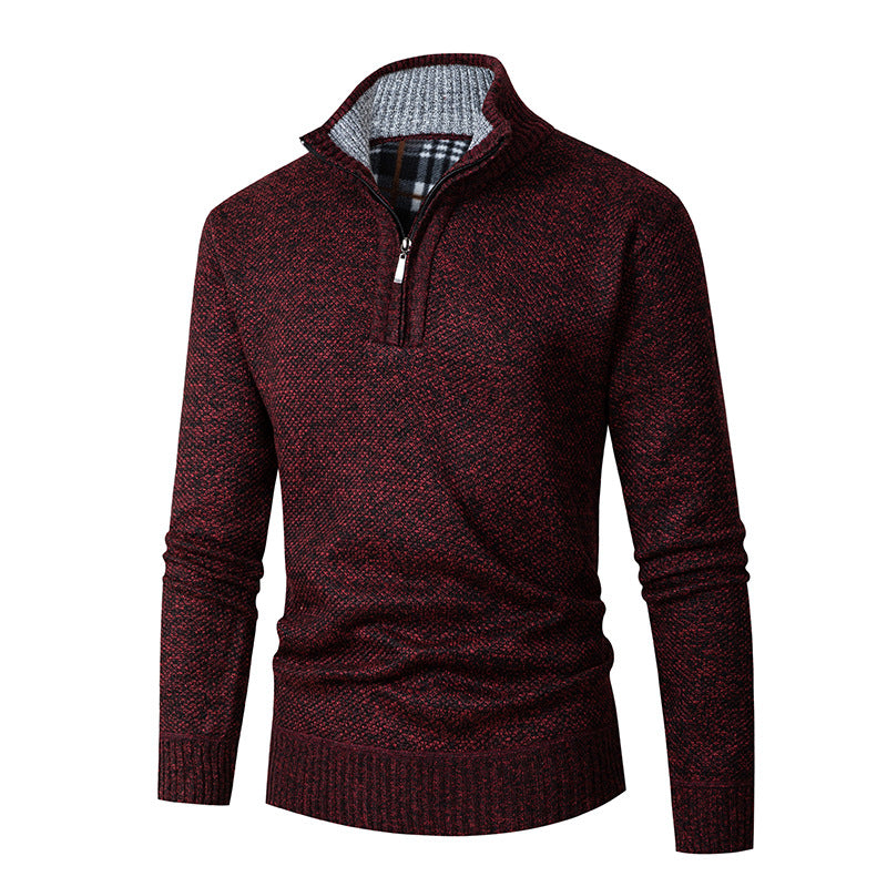 Knitted sweater for men with high collar and zipper Lune London