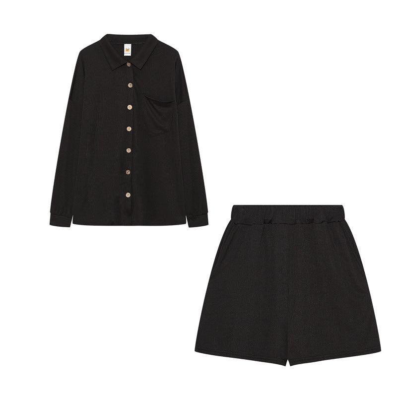 Lune London women's casual shirt and shorts set with chest pocket