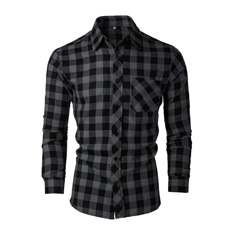 Men's flannel shirt with a classic check pattern and a chest pocket Lune London