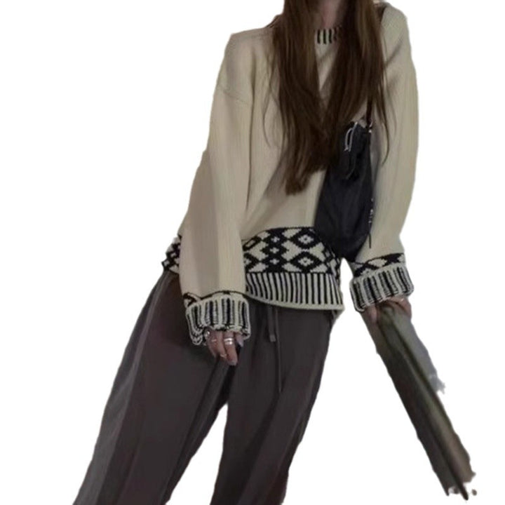 Pull surdimensionné en tricot pour femme avec un motif frappant Chic & Stil