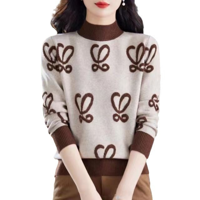 Sweatshirt pour femmes avec motifs contrastés et encolure ronde Chic & Stil