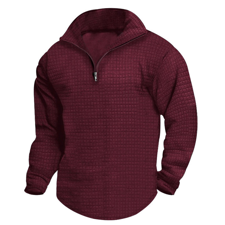 Men's High-Quality Fleece Sweater with Stand-Up Collar and Zipper Lune London