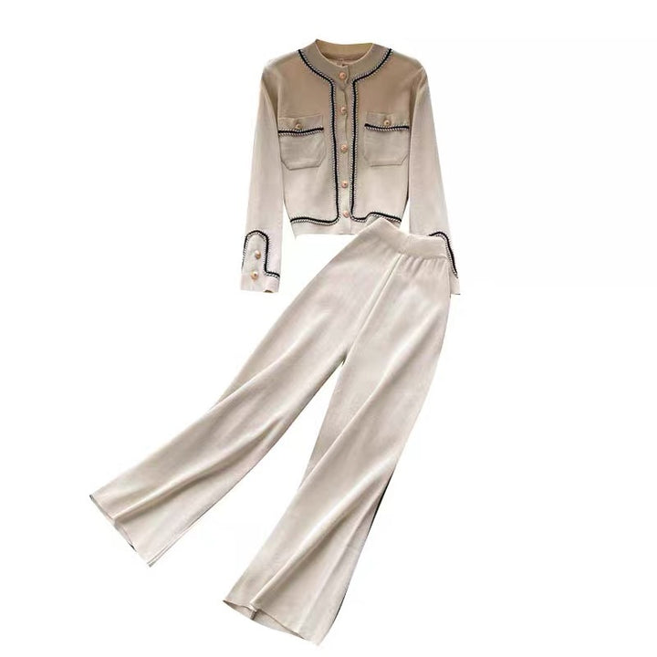 Elegant knitted loungewear set for women with beautiful button details and a wide leg Lune London