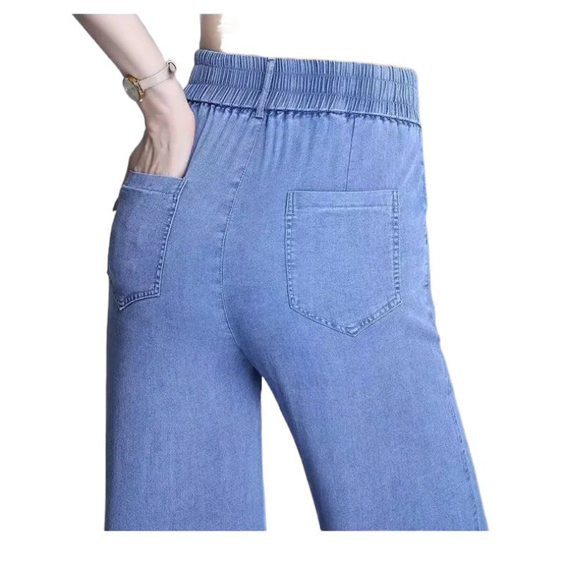 Women's Loose Jeans with Elastic Waistband and Practical Pockets Chic & Stil