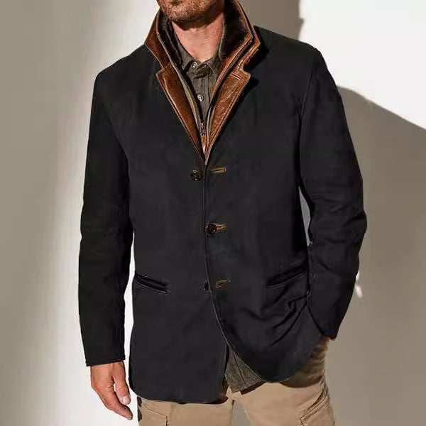 Stylish suede jacket for men with contrasting collar and practical pockets Lune London