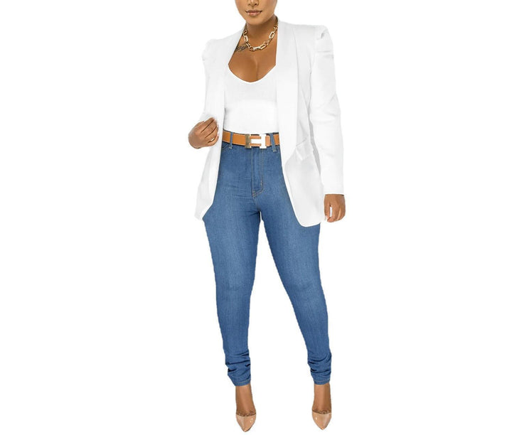 Ladies elegant blazer jacket with puff sleeves and fitted cut Lune London
