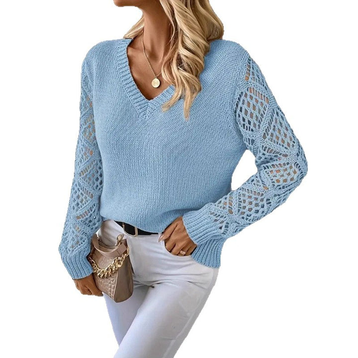 Ladies elegant knitted sweater with transparent sleeves Lune London