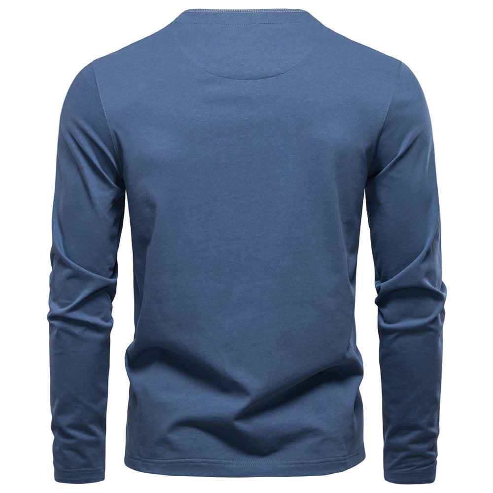Lune London | Men's Long Sleeve Henley Shirt with Elegant Snap Buttons and Comfortable Fit