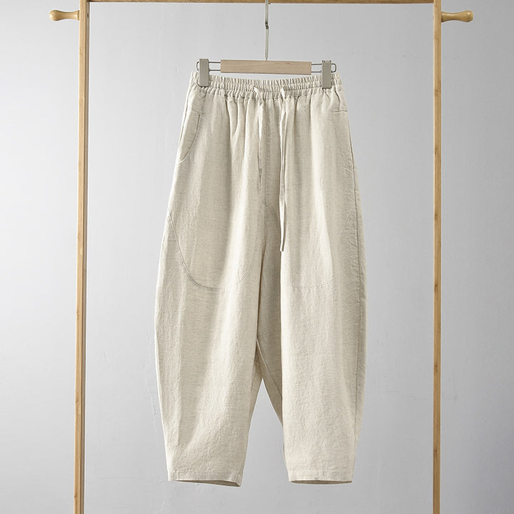 Linen pants for women with a relaxed fit and elastic waist Lune London