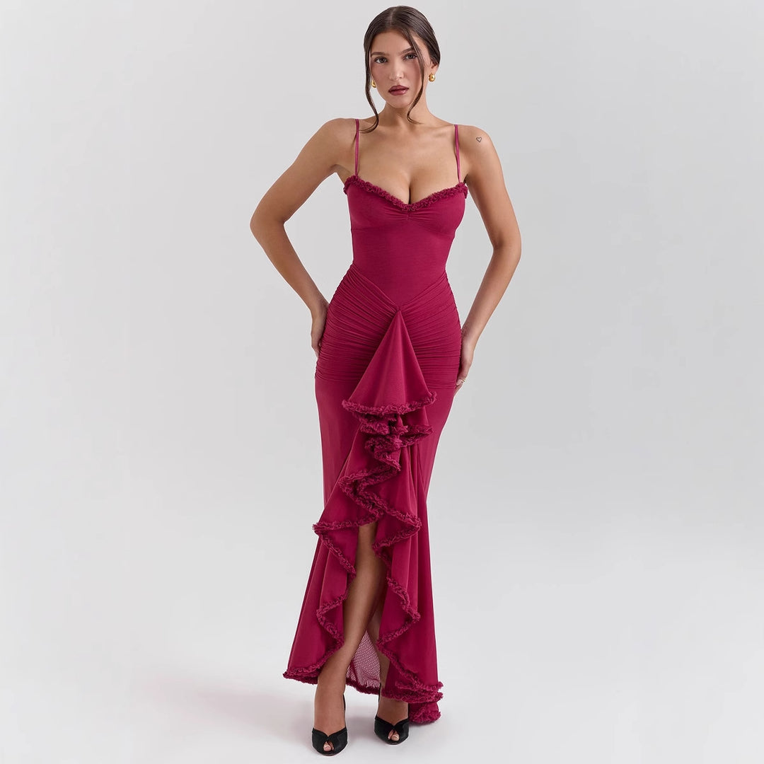 Elegant Maxi Dress for Women with Ruffle Details and Fitted Cut Chic & Style