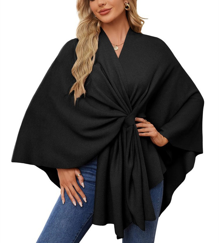 Ladies Elegant Wrapped Sweater with Asymmetrical Cut Lune London