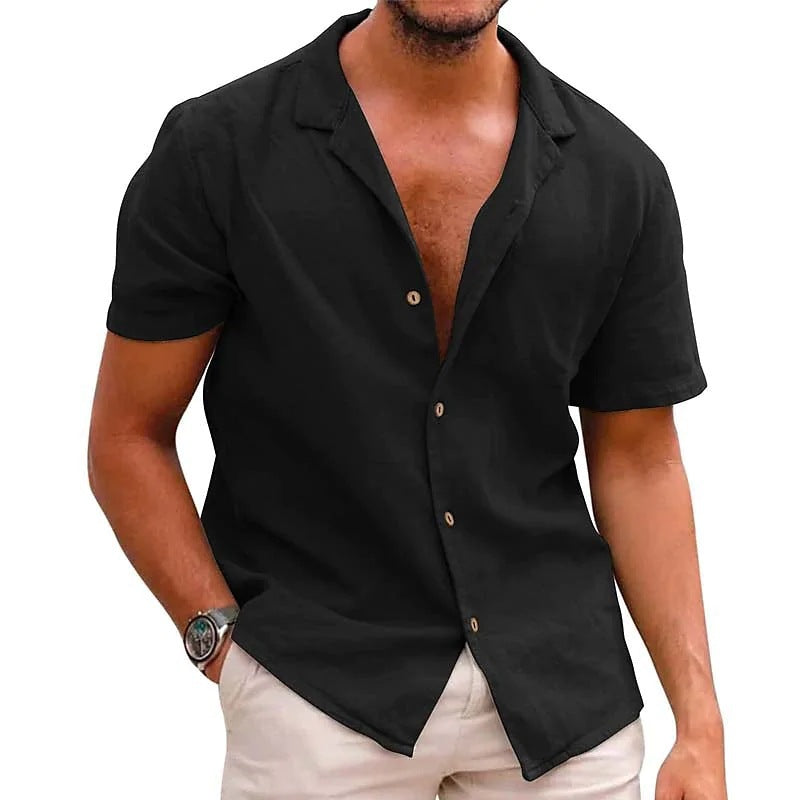 Short Sleeve Summer Shirt for Men in Lightweight Linen Chic und Stil