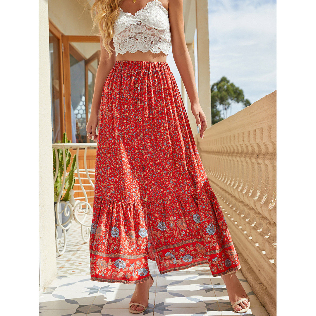 Women Flowers Bohemian Maxi Skirt Lune London