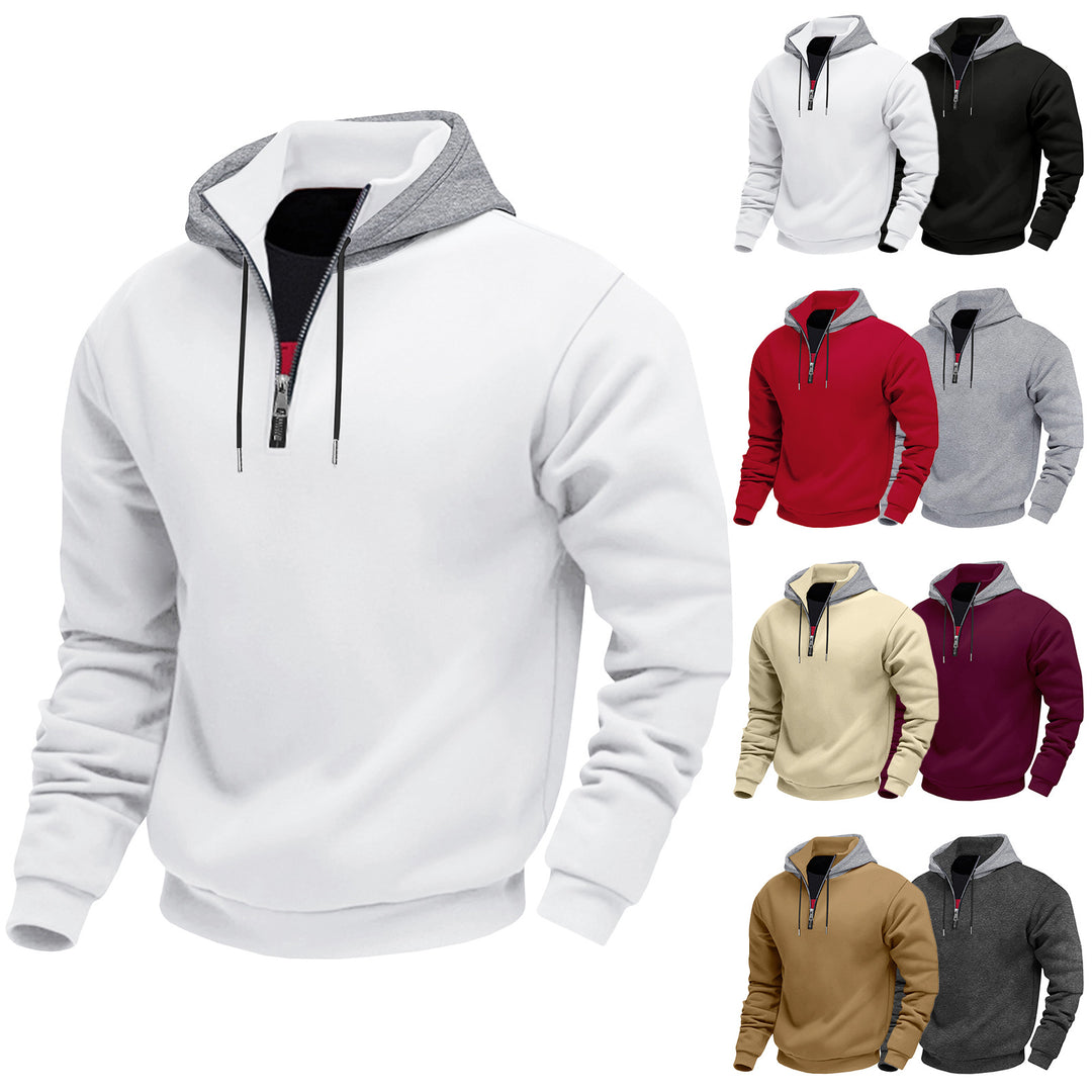 Men's half-zip hoodie with contrasting inner lining Chic und Stil
