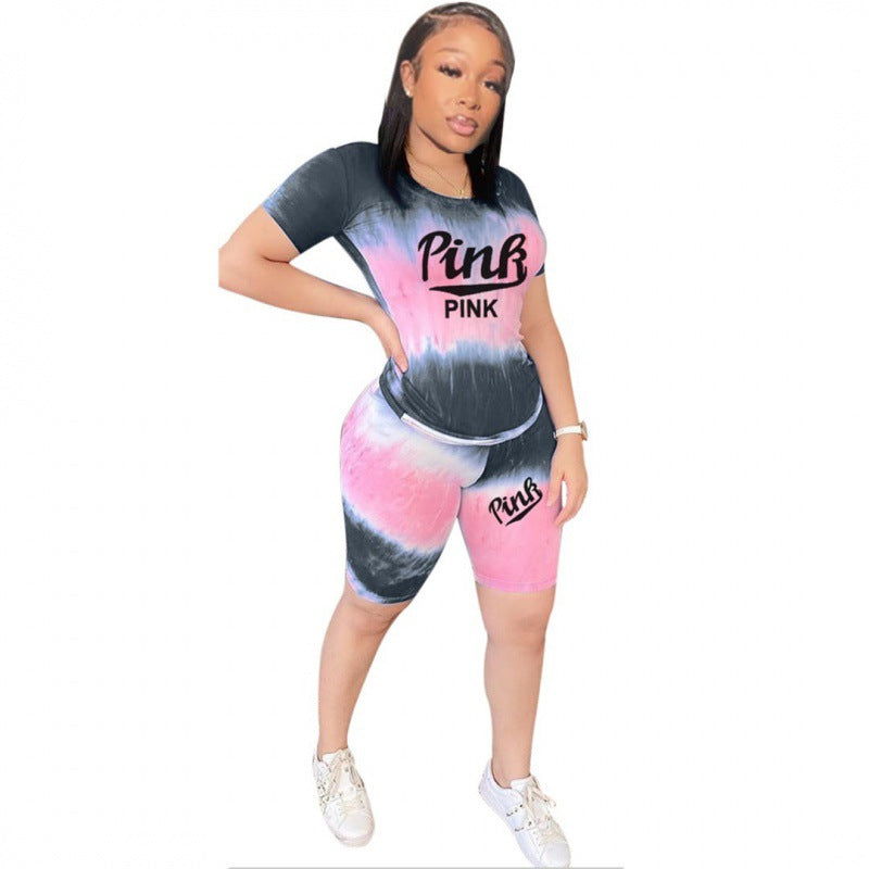 Tenue sportive pour femmes à manches courtes avec motif tie-dye tendance Chic & Stil