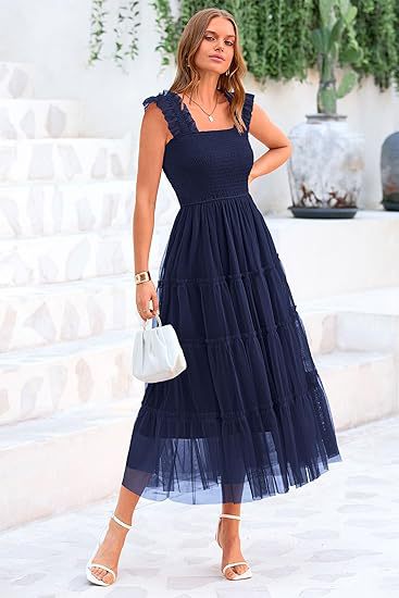 Maxi dress for women with voluminous tulle skirt and lace sleeves Lune London