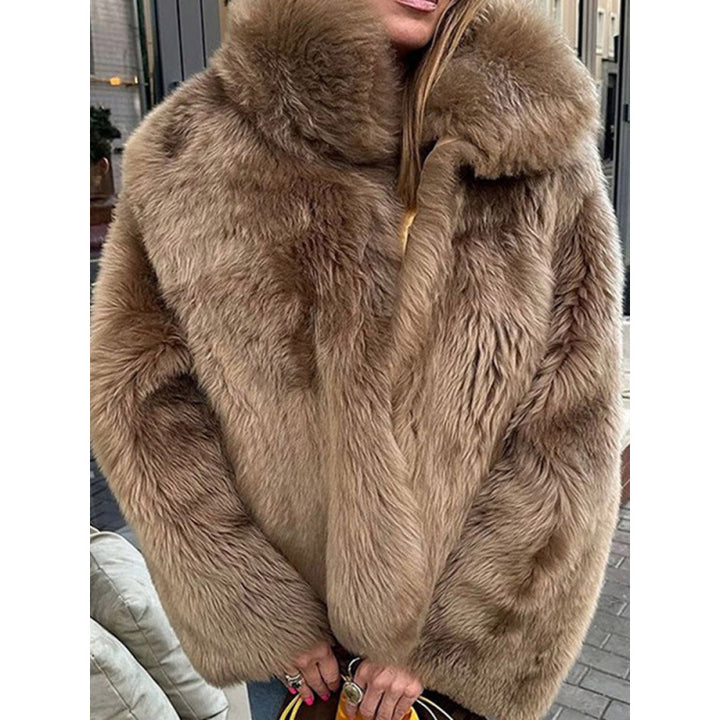 Cozy faux fur coat for women with high collar and soft inner lining Lune London