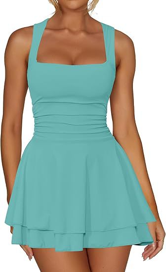 Lune London ladies skater dress with gathers and wide straps