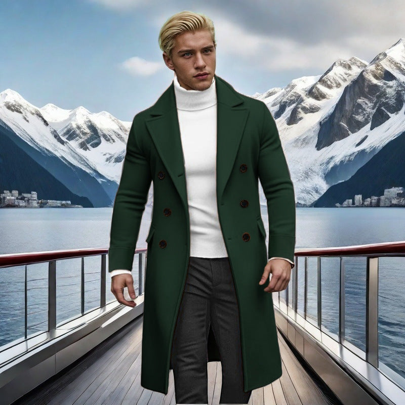 Elegant double-breasted coat for men with high collar Lune London