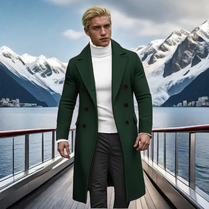 Elegant double-breasted coat for men with high collar Lune London