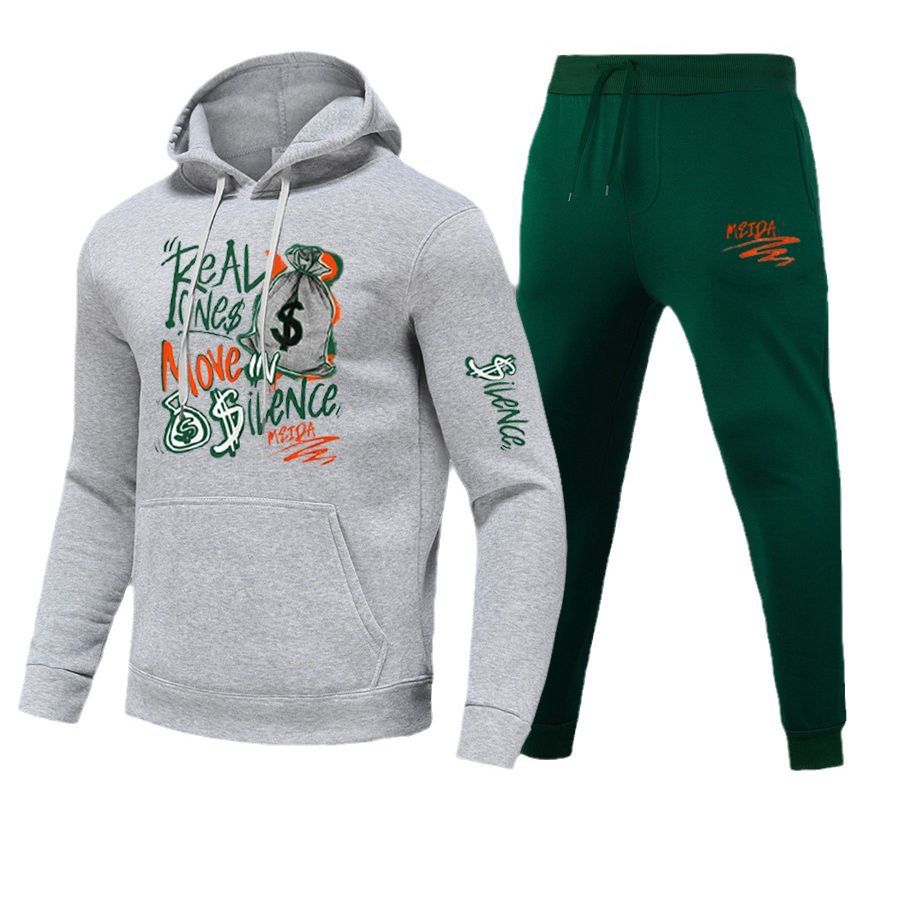 Women Sporty Hoodie and Jogging Pants Set with Creative Graphic Print Lune London