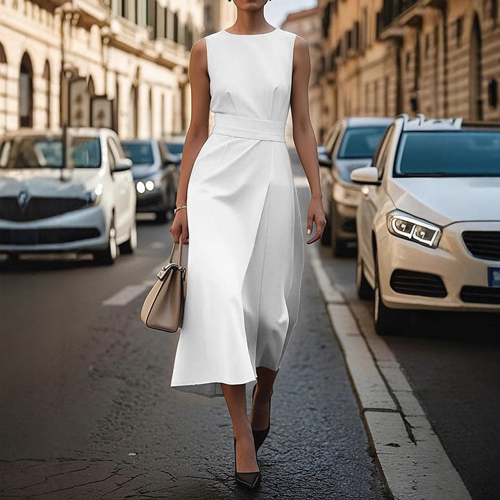 Maxi dress for women with an elegant draped design and a slim waist Lune London