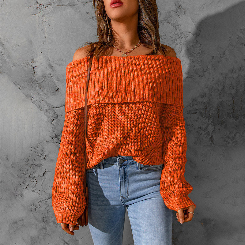 Ladies Off-Shoulder Knit Sweater Lune London