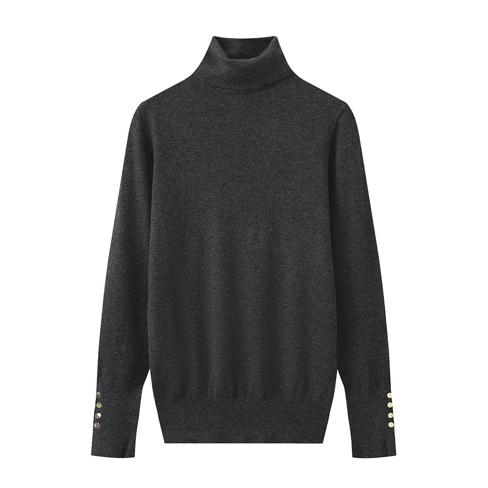 Ladies' turtleneck sweater with elegant button details Lune London