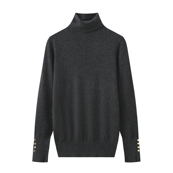 Ladies' turtleneck sweater with elegant button details Lune London