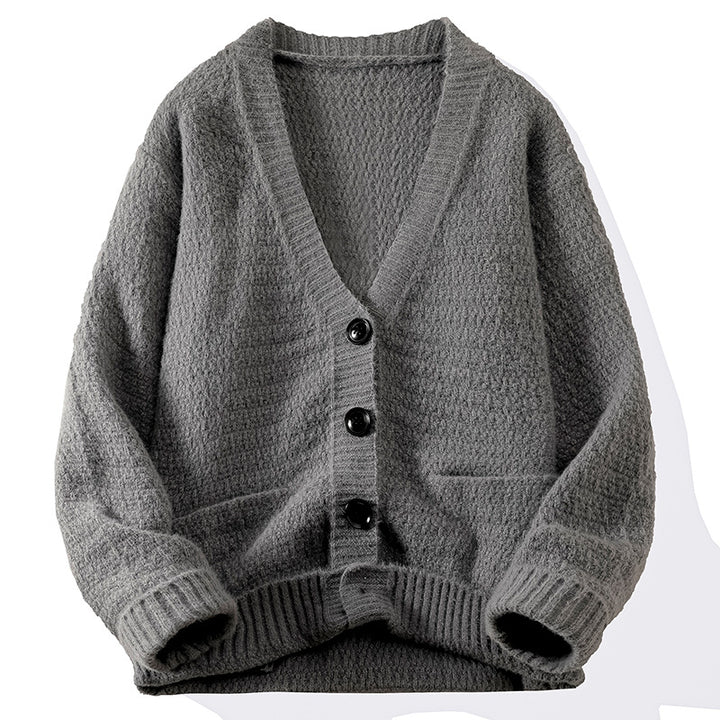 Lady cardigan with deep V-neckline and button closure Lune London