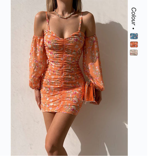 Women's short sleeve dress with playful ruffle details and off-the-shoulder cut Lune London
