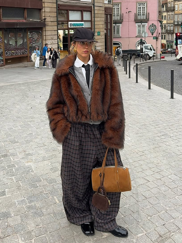 Ladies Chic and Stylish Faux Fur Jacket