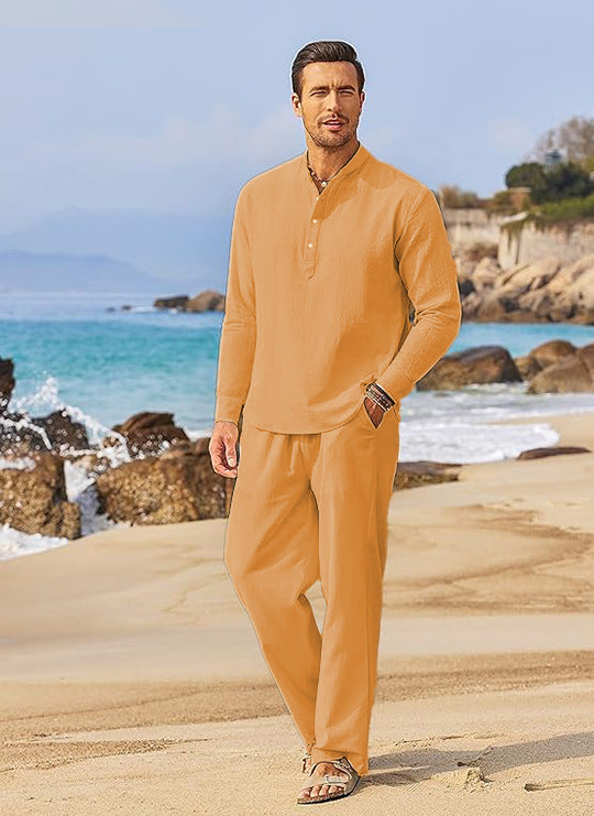 Light beach pants for men and stylish long sleeve shirt Lune London