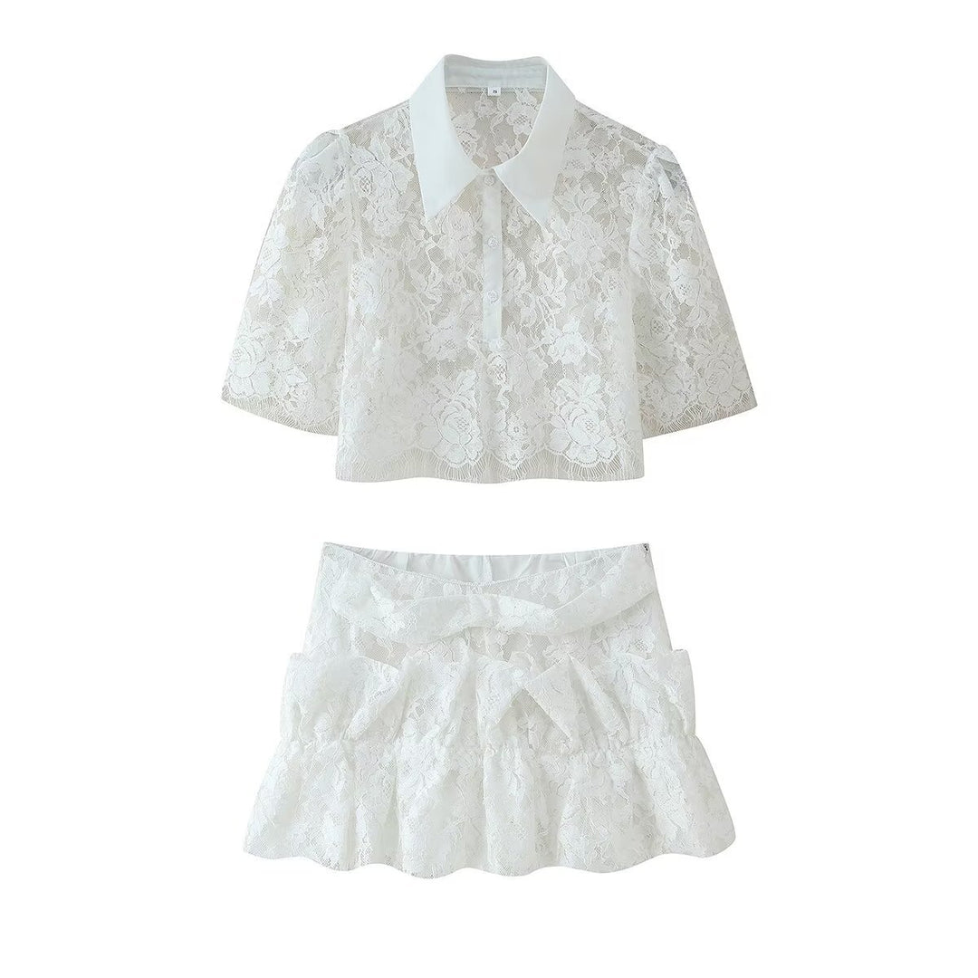 Women's set with high-quality lace top and playful skirt Lune London
