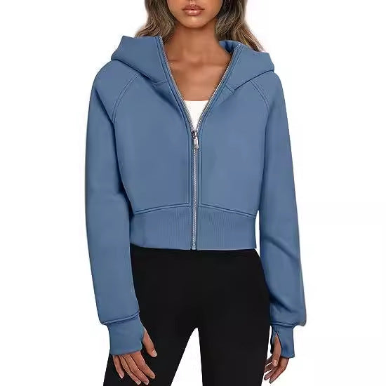 Cropped hoodie jacket for women with full zip Lune London