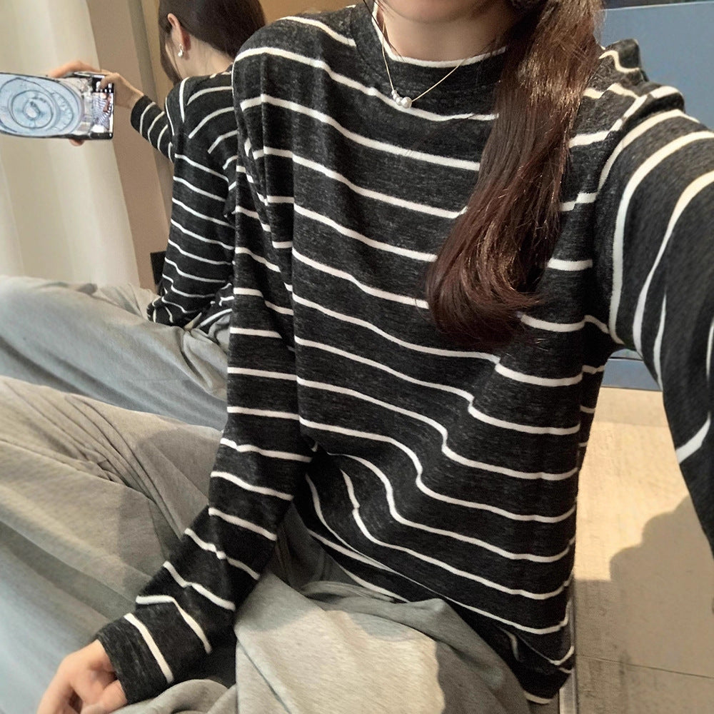 Women's Casual Long Sleeve Shirt with Striped Design Chic & Stil